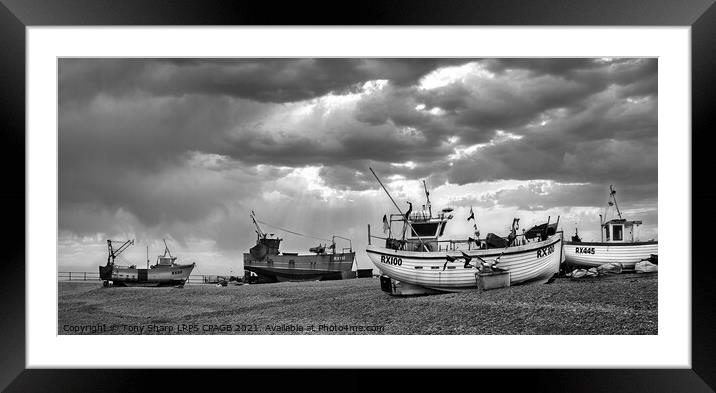 FISHING TRAWLERS, HASTINGS,  EAST SUSSEX Framed Mounted Print by Tony Sharp LRPS CPAGB