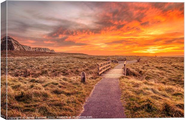 Samphire Hoe Sunrise Canvas Print by James Eastwell