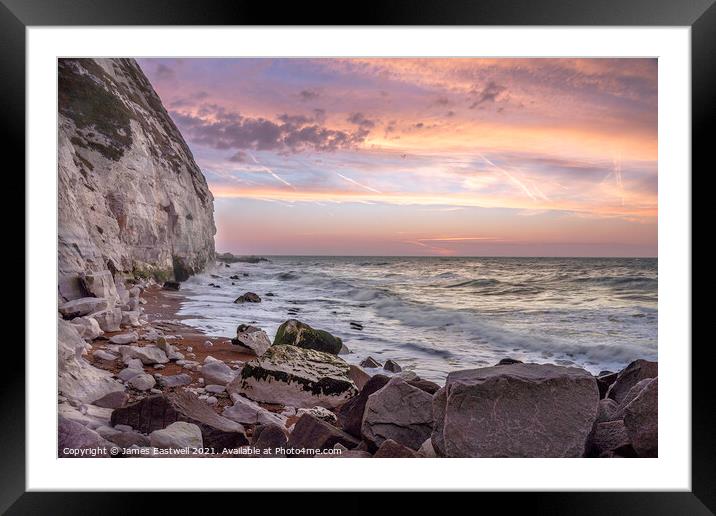 Samphire Hoe cliffs sunrise Framed Mounted Print by James Eastwell