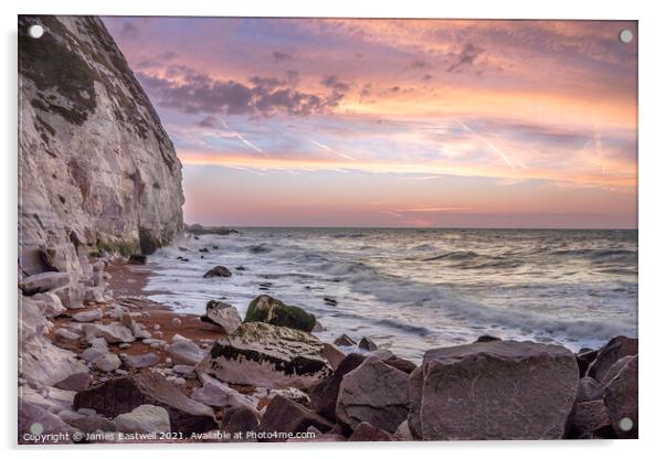 Samphire Hoe cliffs sunrise Acrylic by James Eastwell