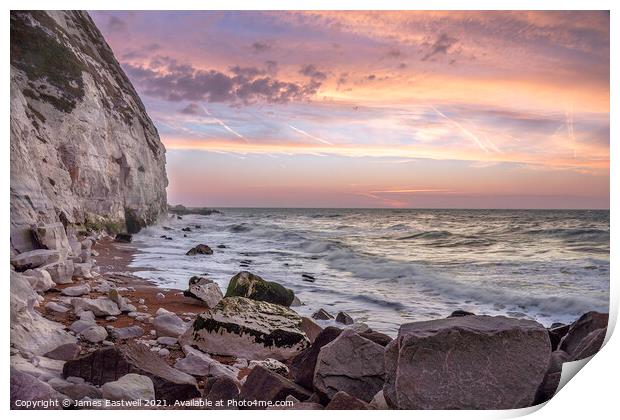 Samphire Hoe cliffs sunrise Print by James Eastwell