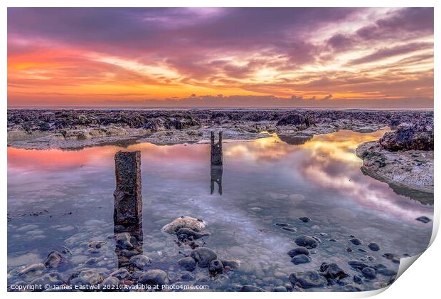 Kingsdown sunrise reflections  Print by James Eastwell