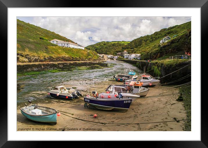 Fishing boats and pleasure craft in the harbour at Framed Mounted Print by Michael Shannon