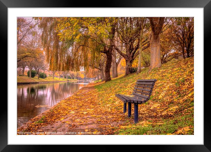 Hythe Canal - Autumn leaves  Framed Mounted Print by James Eastwell