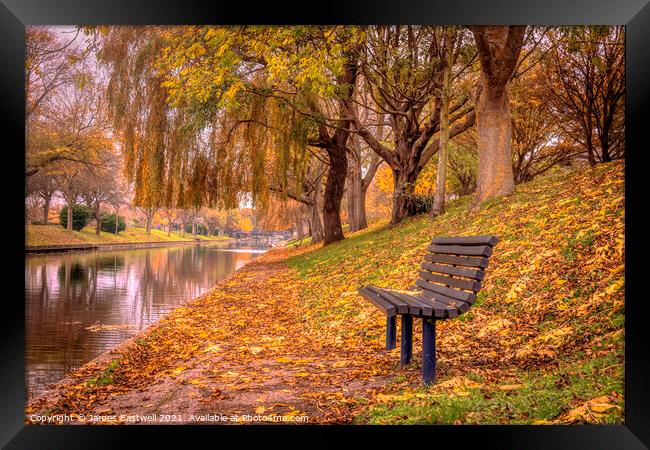 Hythe Canal - Autumn leaves  Framed Print by James Eastwell