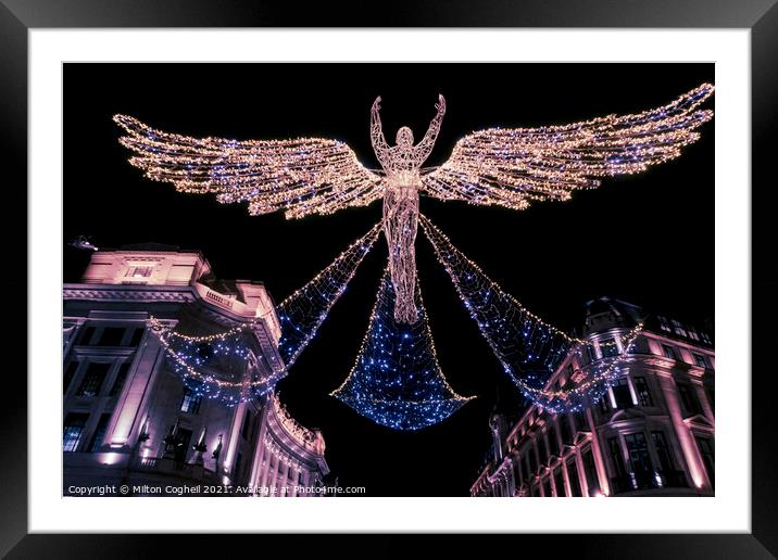 London festive Christmas street lights Framed Mounted Print by Milton Cogheil