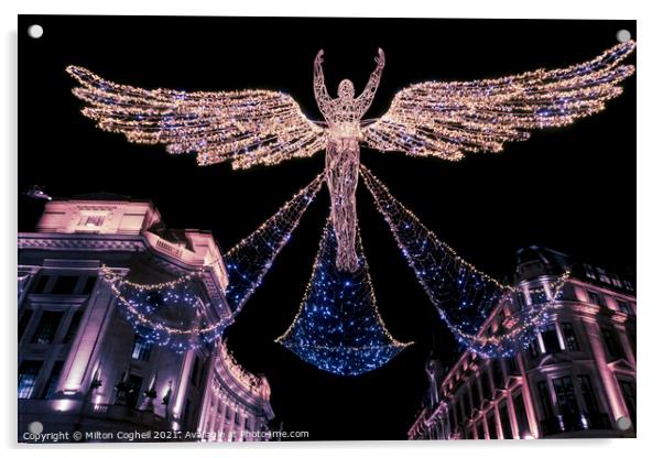 London festive Christmas street lights Acrylic by Milton Cogheil
