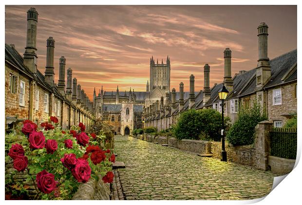 Vicars Close In Wells Print by Alison Chambers