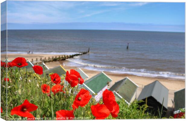 Poppy Promenade Views at Southwold Canvas Print by Laura Baxter