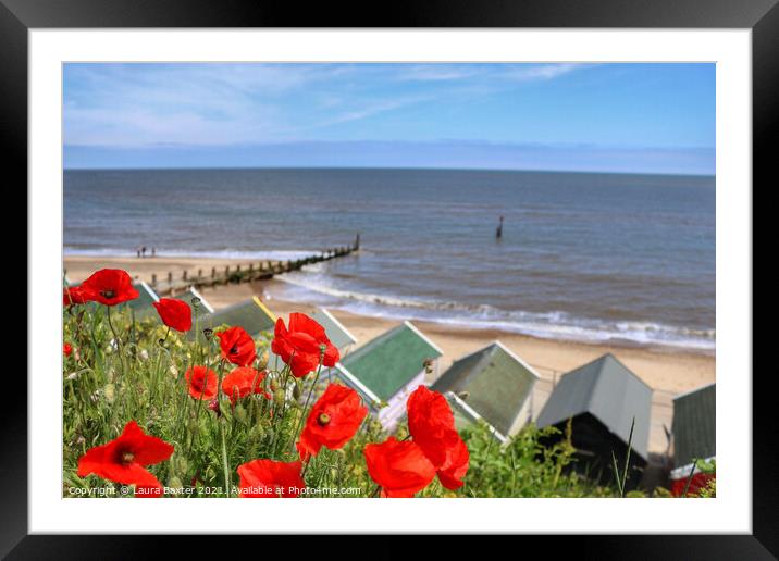 Poppy Promenade Views at Southwold Framed Mounted Print by Laura Baxter