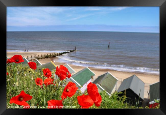 Poppy Promenade Views at Southwold Framed Print by Laura Baxter