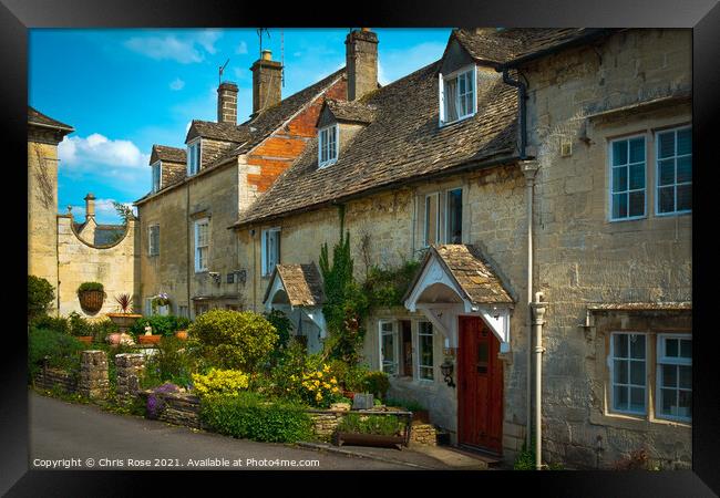 Painswick, Cotswold cottages Framed Print by Chris Rose