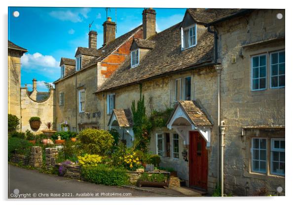 Painswick, Cotswold cottages Acrylic by Chris Rose