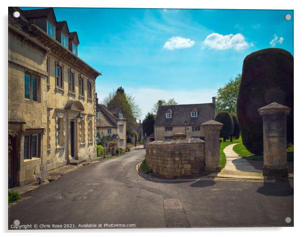 Painswick, Cotswold cottages Acrylic by Chris Rose