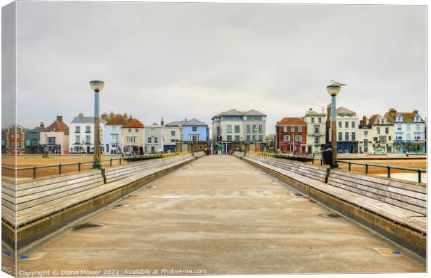 Deal Pier and Town Canvas Print by Diana Mower
