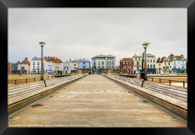 Deal Pier and Town Framed Print by Diana Mower