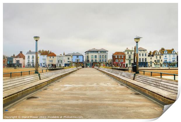 Deal Pier and Town Print by Diana Mower