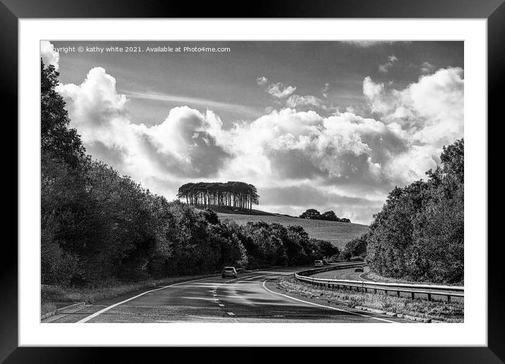 Nearly home Trees cornwall A30,local landmark comi Framed Mounted Print by kathy white