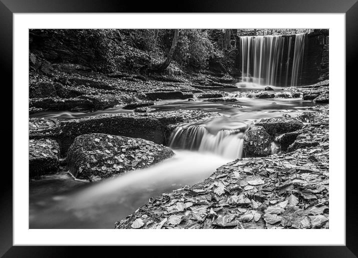 Plas Power Waterfall in mono Framed Mounted Print by Wendy Williams CPAGB