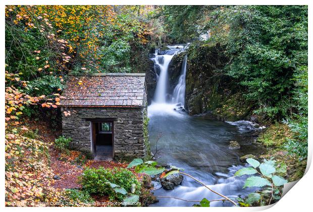 Outdoor Waterfall and The Grot on Rydal Beck in the Lake District, Cumbria, England Print by Dave Collins