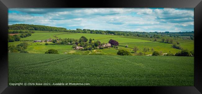 Cotswolds spring landscape near Painswick Beacon Framed Print by Chris Rose