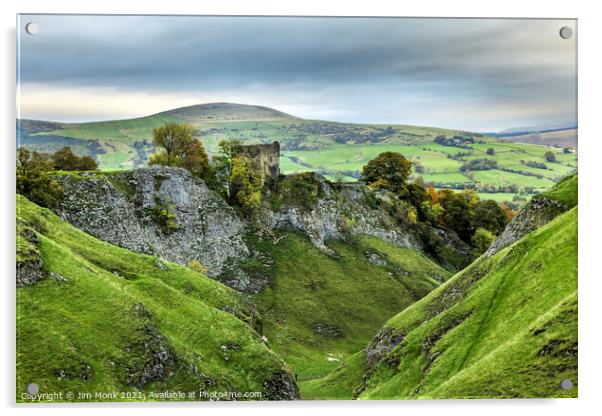 Peveril Castle from Cave Dale Acrylic by Jim Monk