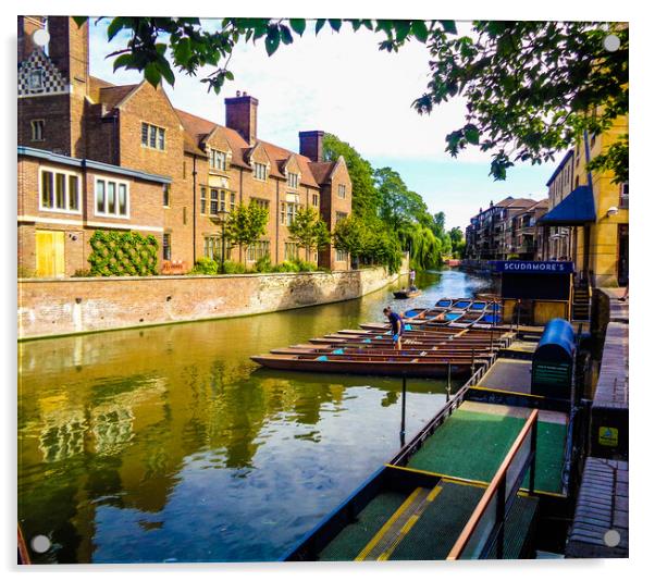 Serene Cambridge waterway Acrylic by Simon Hill