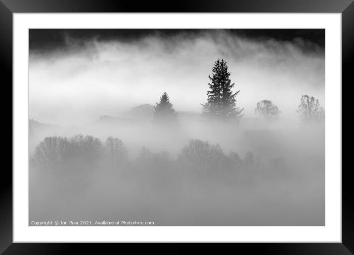 Trees in Mist Framed Mounted Print by Jon Pear