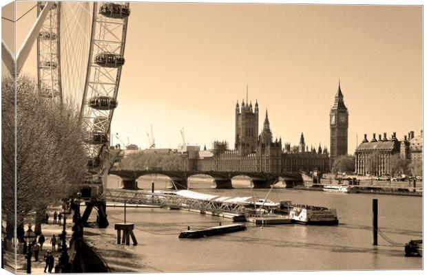 London Cityscape Houses of Parliament England UK Canvas Print by Andy Evans Photos