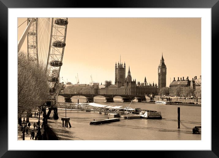 London Cityscape Houses of Parliament England UK Framed Mounted Print by Andy Evans Photos