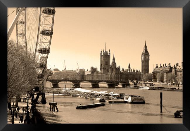 London Cityscape Houses of Parliament England UK Framed Print by Andy Evans Photos