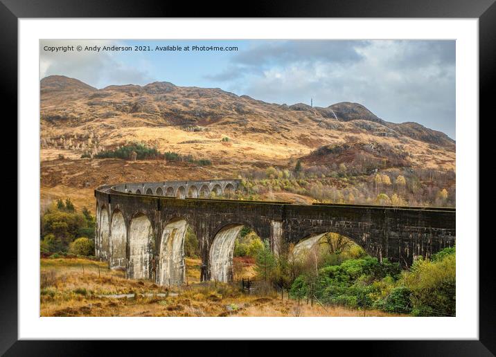 Glenfinnan Viaduct Jacobite Train Framed Mounted Print by Andy Anderson