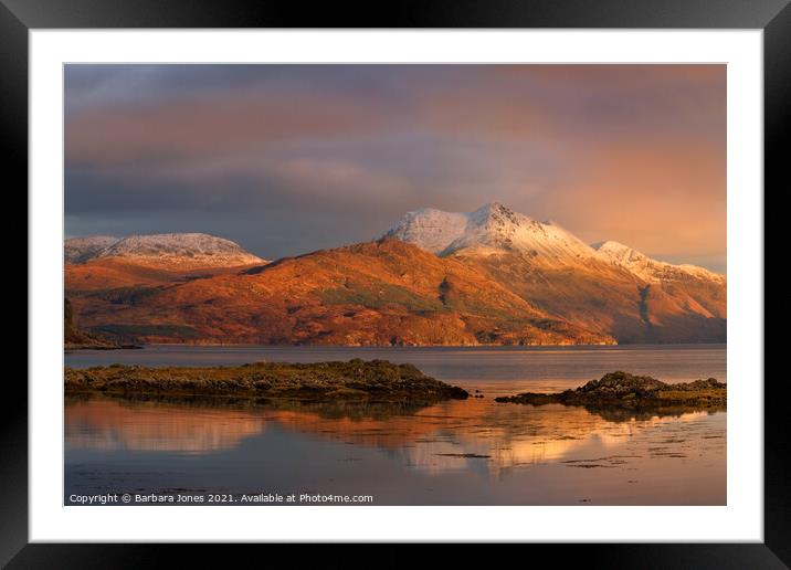 Beinn Sgritheall Sunset Isle of Skye Scotland Framed Mounted Print by Barbara Jones