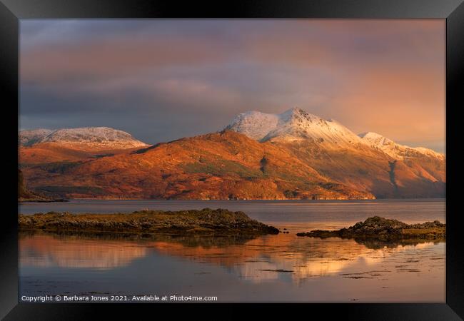 Beinn Sgritheall Sunset Isle of Skye Scotland Framed Print by Barbara Jones