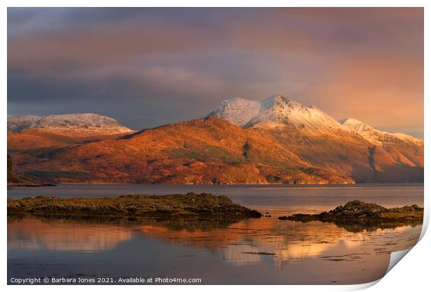Beinn Sgritheall Sunset Isle of Skye Scotland Print by Barbara Jones