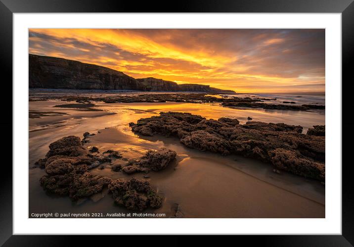 Sunrise @ Dunraven Bay Framed Mounted Print by paul reynolds