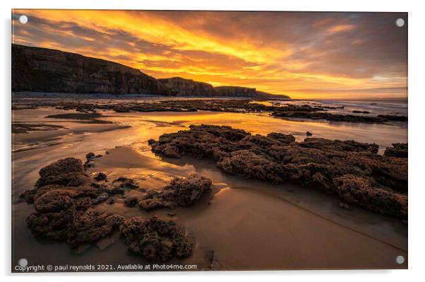 Sunrise @ Dunraven Bay Acrylic by paul reynolds