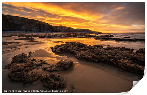 Sunrise @ Dunraven Bay Print by paul reynolds