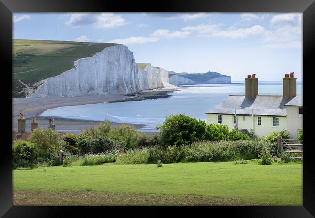 The Coastguard Cottages and the Seven Sisters Framed Print by Mark Jones