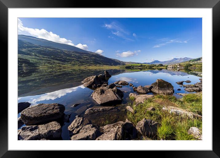 Llynau Mymbyr lake Snowdonia Wales Framed Mounted Print by Phil Crean