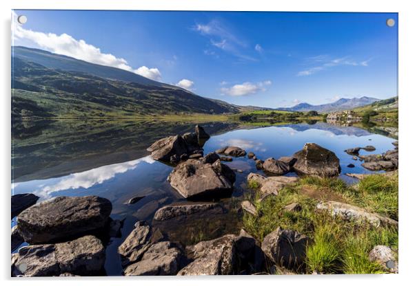 Llynau Mymbyr lake Snowdonia Wales Acrylic by Phil Crean