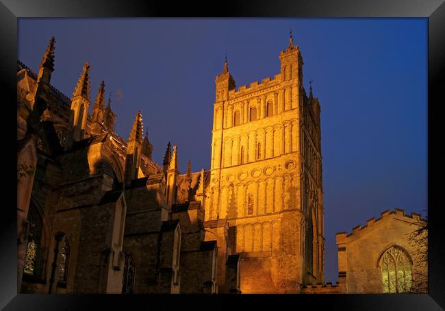 Exeter Cathedral at Night  Framed Print by Darren Galpin