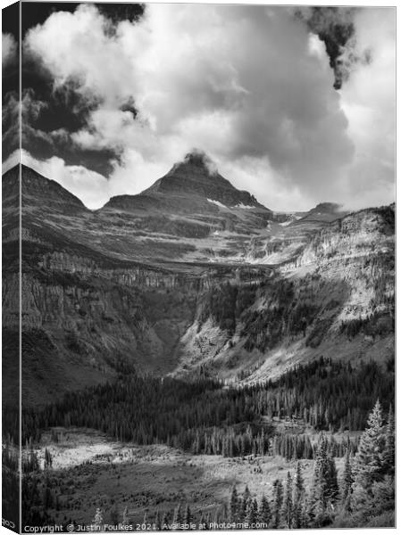 Reynolds Mountain, from Going to the Sun road, Glacier National Park Canvas Print by Justin Foulkes