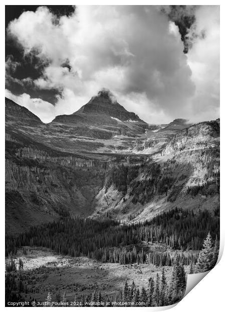 Reynolds Mountain, from Going to the Sun road, Glacier National Park Print by Justin Foulkes