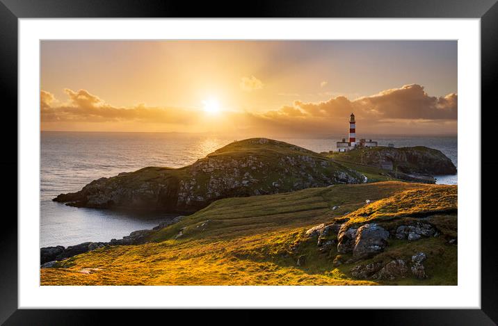 Eilean glas Lighthouse sunrise Framed Mounted Print by John Finney