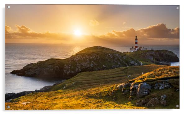 Eilean glas Lighthouse sunrise Acrylic by John Finney