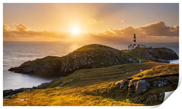 Eilean glas Lighthouse sunrise Print by John Finney