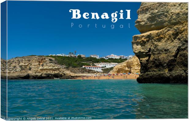Benagil Beach Postcard - Portugal Canvas Print by Angelo DeVal
