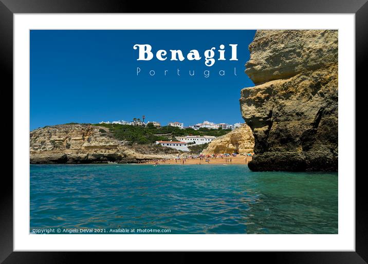 Benagil Beach Postcard - Portugal Framed Mounted Print by Angelo DeVal