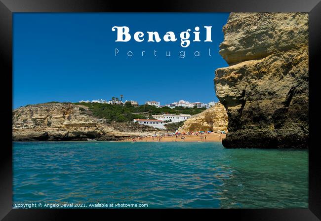 Benagil Beach Postcard - Portugal Framed Print by Angelo DeVal